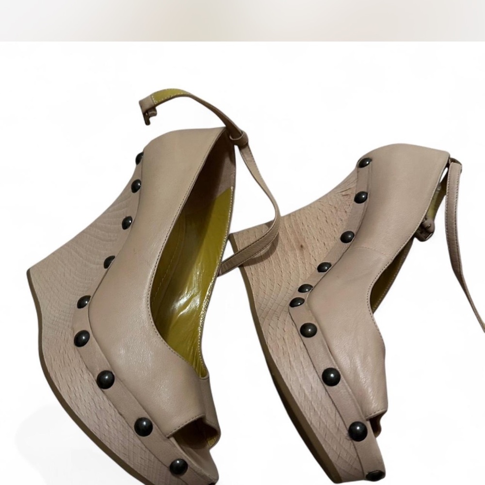 Etro Beige Wedge Sandals with Black Accents